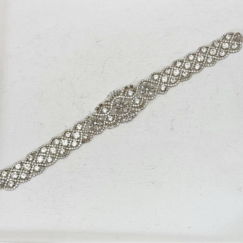 Rhinestone Wedding Belt Costume Sash Applique Bling Bead Crystal Headband Motif - Picture 6 of 15